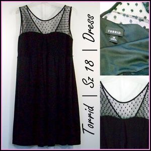 Torrid Dress 18 Black LBD Polka Dot Mesh Zipper